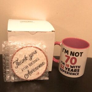 Red and White Novelty Mug with Coaster